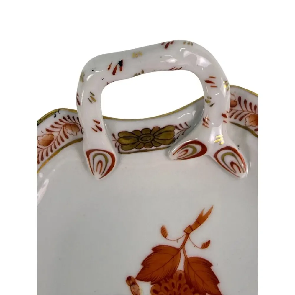 Herend‎ Hungary Chinese Bouquet Rust Leaf Dish Hand Painted Porcelain 7753